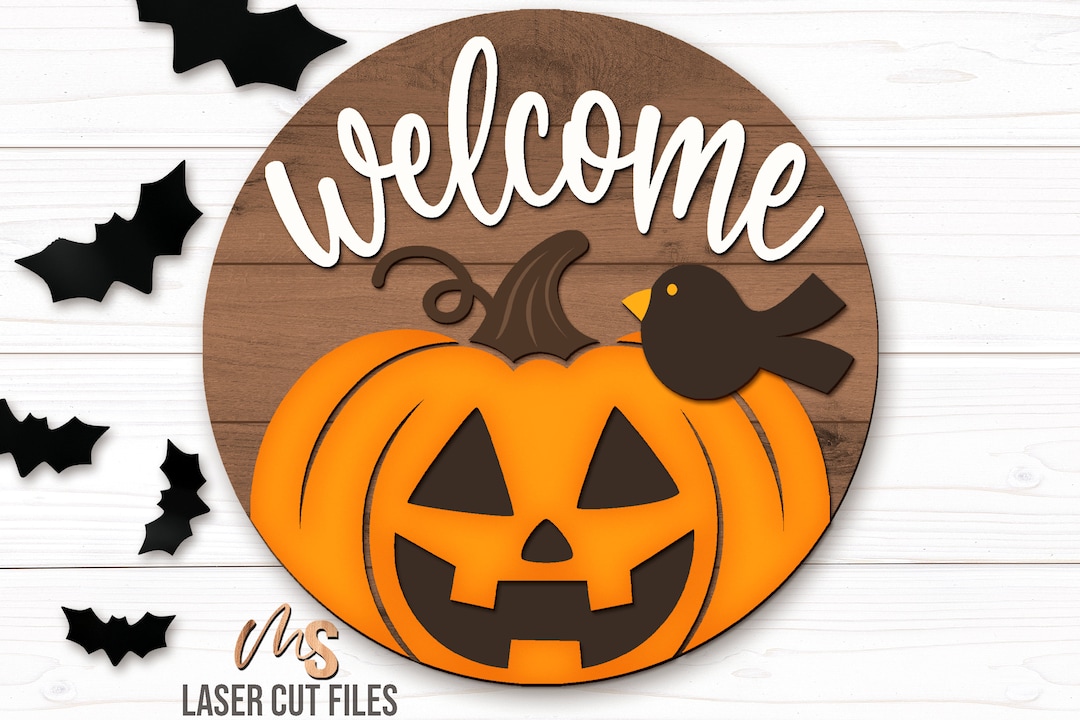Halloween Welcome Sign Svg - Halloween Door Hanger Svg - Jack O Lantern ...