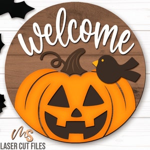 Halloween Welcome Sign Svg - Halloween Door Hanger Svg - Jack O Lantern ...