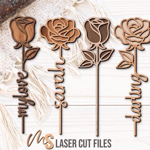 Gepersonaliseerde roos SVG-bundel - rozenbloemen Svg - liefde Svg - Valentijnsdag Svg - lasergesneden bestanden - verjaardagscadeaus - Glowforge Cricut CNC