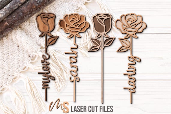 Personalized Rose SVG Bundle - Rose Flowers Svg - Love Svg - Valentines Day Svg - Laser Cut Files - Anniversary Gifts - Glowforge Cricut CNC