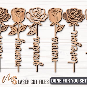 Mothers Day Rose SVG Bundle - Personalized Mothers Day Gift - Flowers For Mom Svg - Grandma Svg - Laser Cut Files - Glowforge Files - Rose Svg - Flowers Svg - Mothers Day Svg - Flowers For Mommy - Flowers For Grandma - Nanna Svg - Gift For Mom - Svg Files For Cricut - Rose CNC Files