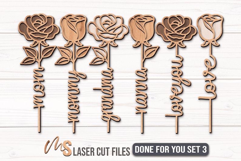 Mothers Day Rose SVG Bundle - Personalized Mothers Day Gift - Flowers For Mom Svg - Grandma Svg - Laser Cut Files - Glowforge Files - Rose Svg - Flowers Svg - Mothers Day Svg - Flowers For Mommy - Flowers For Grandma - Nanna Svg - Gift For Mom - Svg Files For Cricut - Rose CNC Files