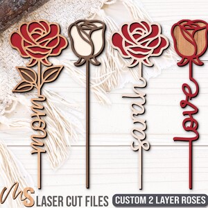 Mothers Day Rose SVG Bundle - Personalized Mothers Day Gift - Flowers For Mom Svg - Grandma Svg - Laser Cut Files - Glowforge Files - Rose Svg - Flowers Svg - Mothers Day Svg - Flowers For Mommy - Flowers For Grandma - Nanna Svg - Gift For Mom - Svg Files For Cricut - Rose CNC Files