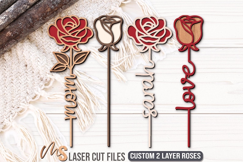 Mothers Day Rose SVG Bundle - Personalized Mothers Day Gift - Flowers For Mom Svg - Grandma Svg - Laser Cut Files - Glowforge Files - Rose Svg - Flowers Svg - Mothers Day Svg - Flowers For Mommy - Flowers For Grandma - Nanna Svg - Gift For Mom - Svg Files For Cricut - Rose CNC Files