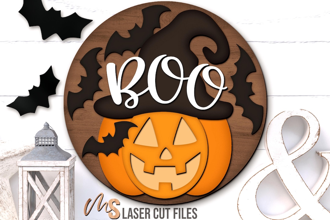 Halloween Door Hanger Svg - Boo Halloween Sign Svg - Jack O Lantern Svg ...