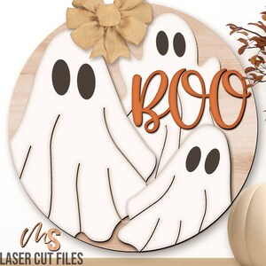 Ghost Halloween Sign Svg - Halloween Door Hanger Svg - Ghost Svg - Boo Svg - Laser Cut Files - Halloween Door Sign - Glowforge Files - Halloween Sign Svg - Halloween Welcome Sign Svg - Halloween Porch Sign - Halloween Decor - Front Door Decor