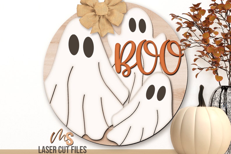 Ghost Halloween Sign Svg - Halloween Door Hanger Svg - Ghost Svg - Boo Svg - Laser Cut Files - Halloween Door Sign - Glowforge Files - Halloween Sign Svg - Halloween Welcome Sign Svg - Halloween Porch Sign - Halloween Decor - Front Door Decor