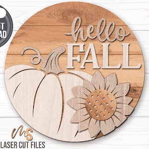 Hello Fall Sign Svg - Fall Door Hanger SVG - Pumpkin Svg - Sunflower Svg - Laser Cut Files - Fall Door Sign - Fall Decor - Glowforge Files - Hello Fall Svg - Fall Welcome Sign Svg - Fall Svg - Floral Pumpkin Svg - Thanksgiving Svg - Pumpkin Decor