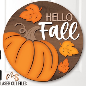 Hallo Herbst Türschild SVG - Kürbis Herz - Herbst Willkommensschild - Laser Cut Dateien - Herbst Veranda Türschild - Herbst Dekor - Glowforge Cricut