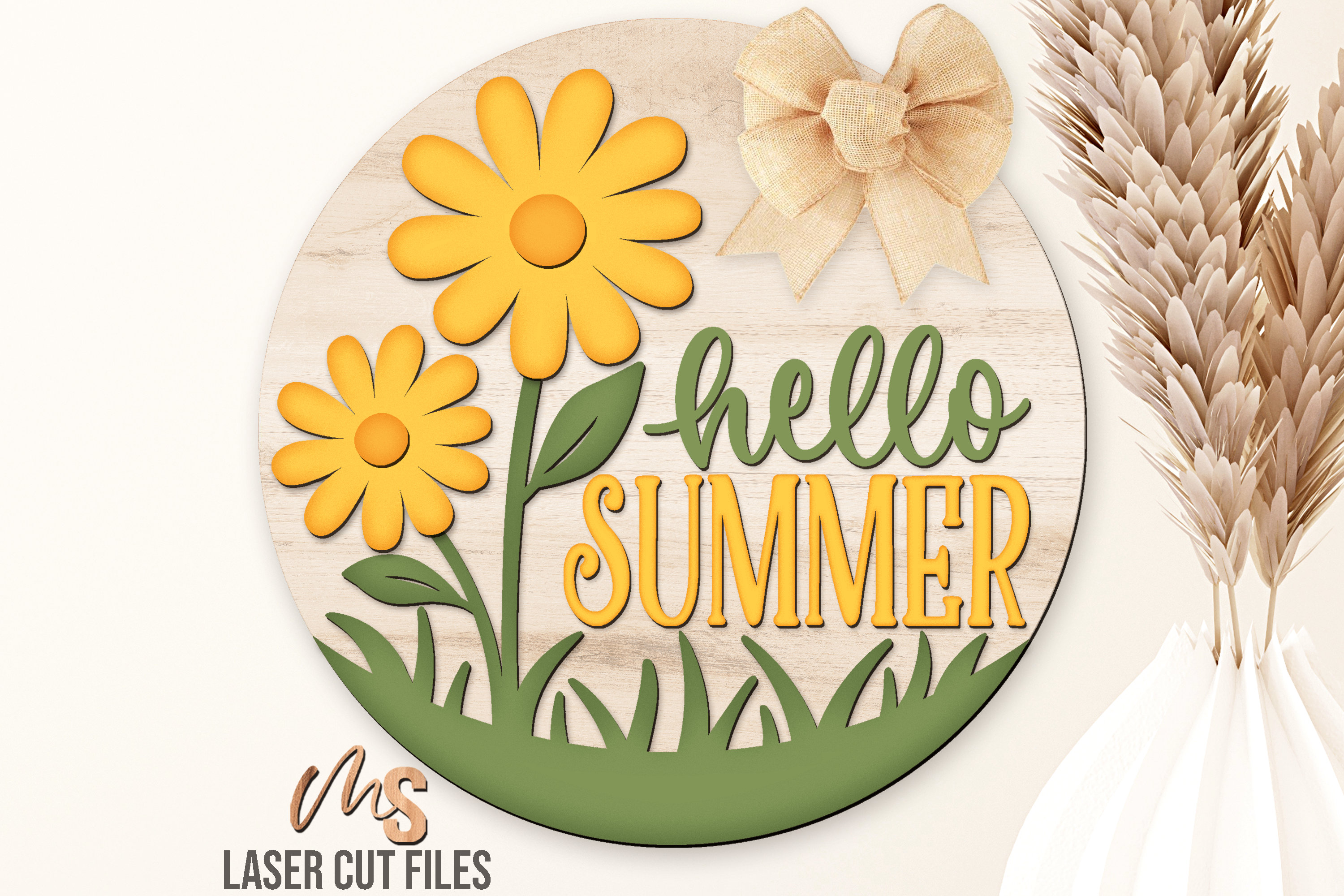 Daisy Hello Summer Door Hanger Svg - Summer Welcome Sign Svg - Daisy ...