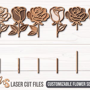 Personalized Rose SVG Bundle - Rose Flowers Svg - Love Svg - Valentines Day Svg - Laser Cut Files - Anniversary Gifts - Wedding Svg - Flowers Svg - Wedding Gift - Valentines Day Gift - Wood Rose - Glowforge Files - Svg Files For Cricut - Rose CNC Files - Custom Roses