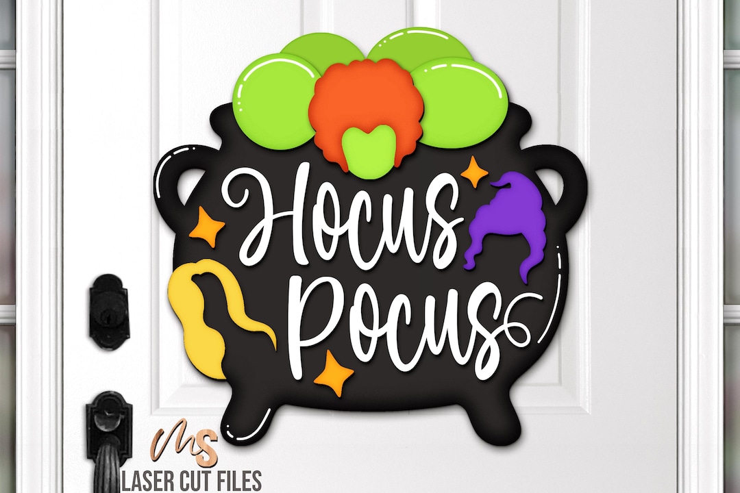 Hocus Pocus Witch Cauldron Halloween Sign Svg - Halloween Door Hanger ...