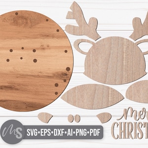Reindeer Merry Christmas Sign SVG - Christmas Door Hanger Svg ...