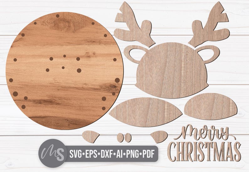 Reindeer Merry Christmas Sign SVG - Christmas Door Hanger Svg - Reindeer Svg - Laser Cut Files - Christmas Door Sign - Glowforge Files - Merry Christmas Svg - Reindeer Door Hanger - Reindeer Sign - Christmas Porch Sign - Christmas Decor - CNC Files
