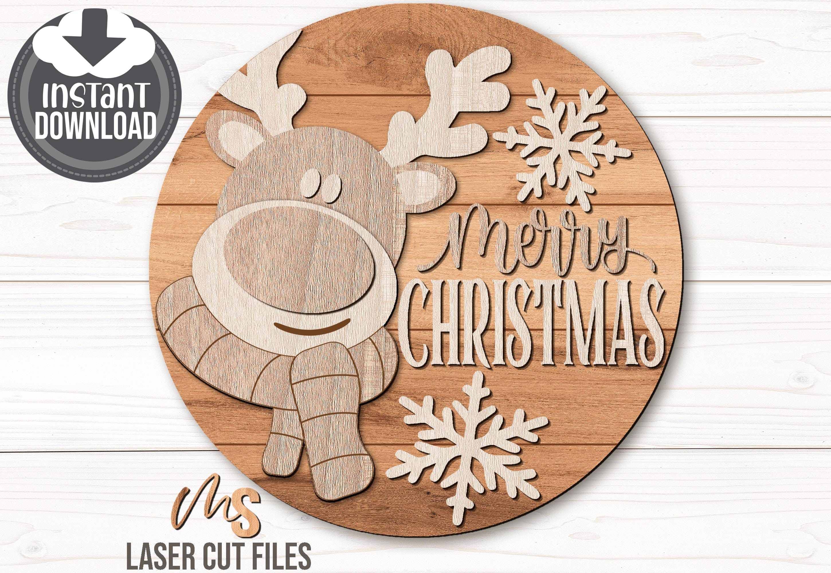 Reindeer Merry Christmas Sign SVG - Christmas Door Hanger Svg ...