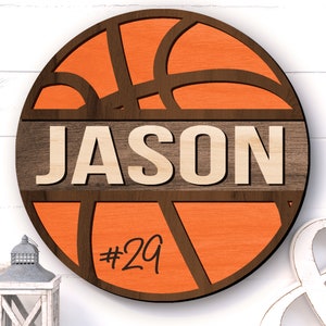 Monogram Basketball SVG - Basketball Sign - Laser Cut Files - Name Sign Svg - Basketball Door Hanger - Bedroom Decor - Glowforge Files - Basketball Svg - Basketball Name Sign - Monogram Svg - Sports Sign - Kids Bedroom Door Sign - Cricut