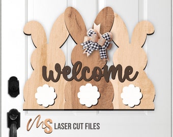 Easter Welcome Sign SVG - Easter Bunny Svg - Easter Door Hanger Svg - Laser Cut Files - Easter Svg - Welcome Svg - Glowforge Files - Cricut