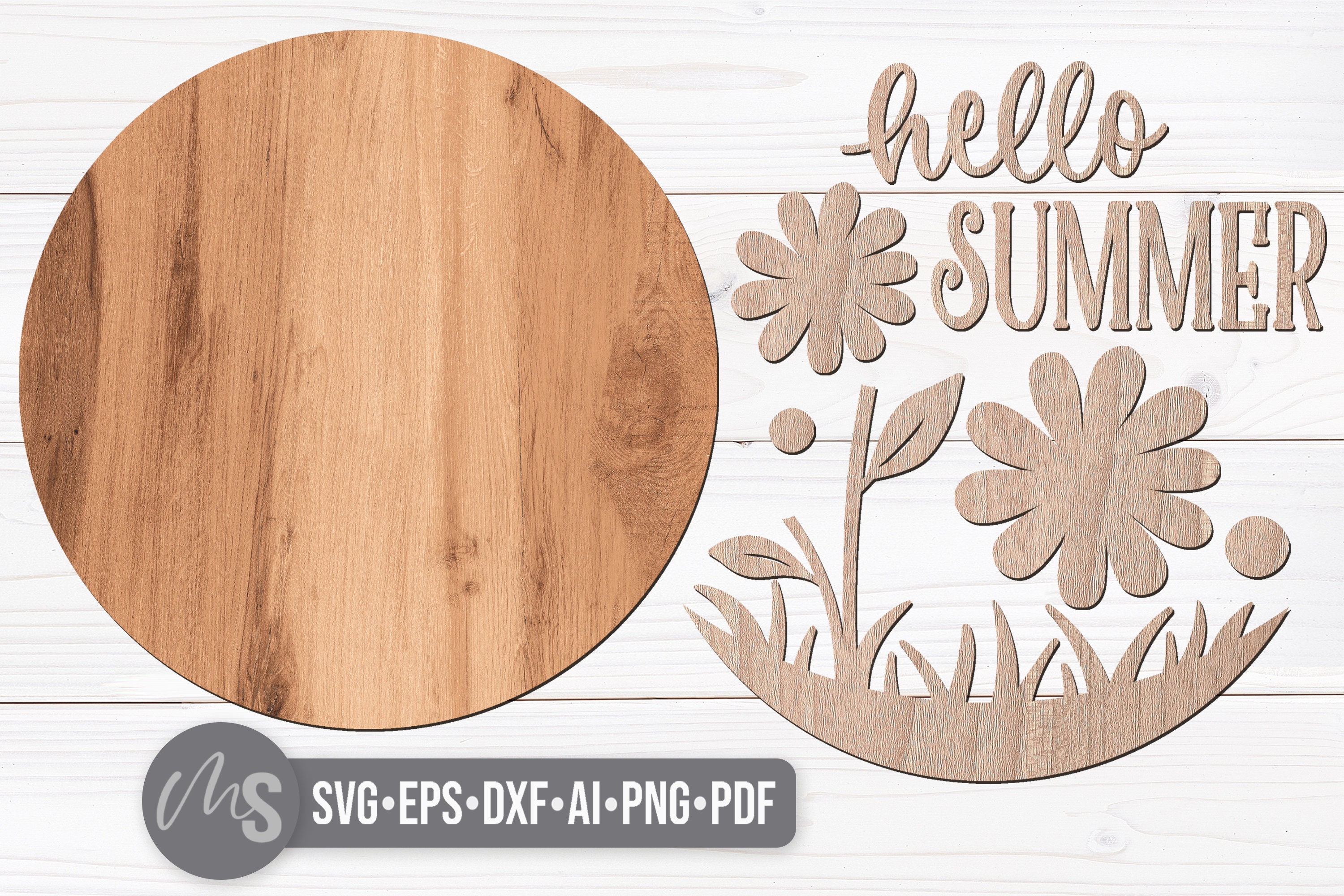 Daisy Hello Summer Door Hanger Svg - Summer Welcome Sign Svg - Daisy ...