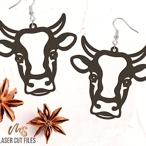 Cow Earrings SVG - Cow Head Svg - Laser Cut Files - Cow Svg - Earring Template - Country Western Earrings - Glowforge Cricut Silhouette