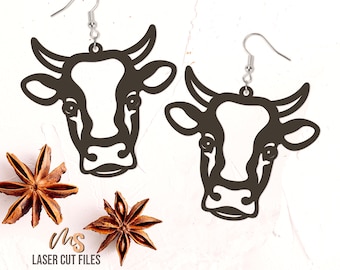 Cow Earrings SVG - Cow Head Svg - Laser Cut Files - Cow Svg - Earring Template - Country Western Earrings - Glowforge Cricut Silhouette