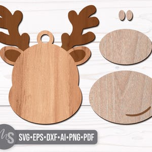 SVG Laser Cut Files for a bundle of Christmas Ornaments featuring Santa Claus and his Reindeer. The bundle includes two different views of each character, one focusing on a close up and one of the full Santa and Reindeer. Each Reindeers nose can be painted red to look like Rudolph! Perfect for making Christmas Ornaments, Santa Ornaments, Reindeer Ornaments, Christmas Decorations and Decor!