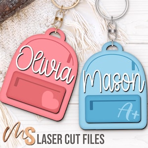 Kids Backpack Name Tag Svg - Kids Bag Tag Svg - Back To School Keychain Svg - Laser Cut Files - Custom Name Tag - Glowforge Cricut