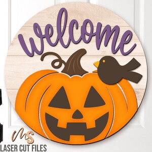 Halloween Welcome Sign Svg - Halloween Door Hanger Svg - Jack O Lantern ...