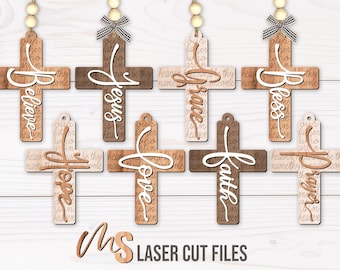 Religious Cross Ornament SVG Bundle: Jesus Faith Cross SVG Laser Cut Files for Glowforge/Cricut