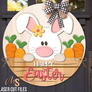 Happy Easter Bunny Door Hanger Svg - Easter Welcome Sign Svg - Easter ...