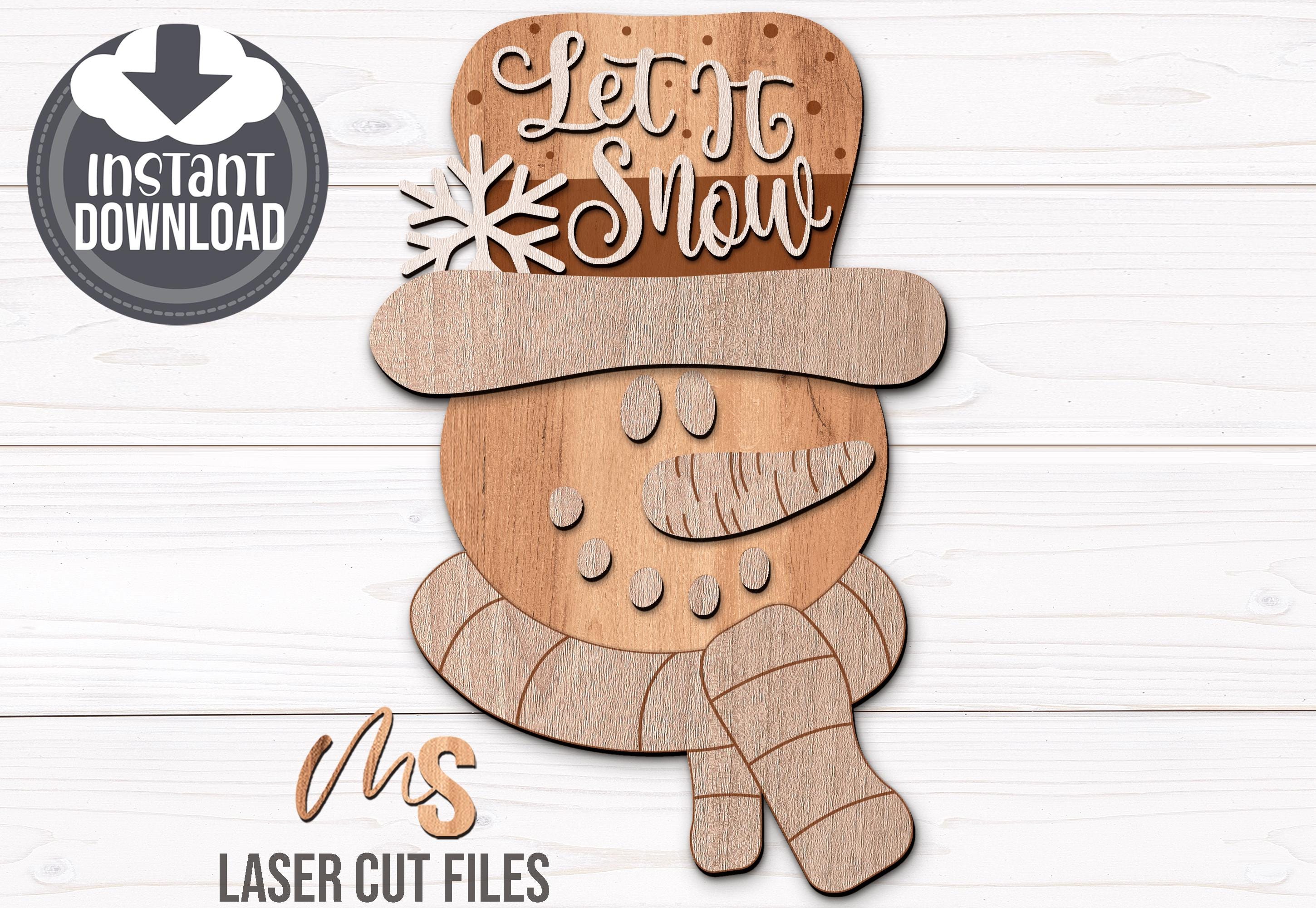 Let It Snow Snowman Sign SVG: Winter Door Hanger SVG Laser Cut Files ...
