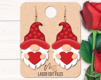 Valentine Gnome Earring SVG: Valentines Day Earrings SVG Laser Cut Files for Glowforge/Cricut