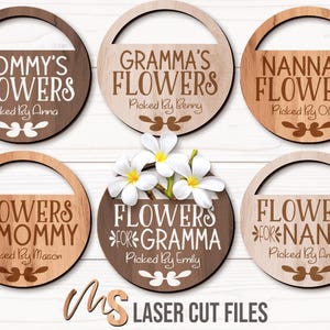 Coperchio del barattolo di vetro Portafiori per la festa della mamma SVG - Coperchio del barattolo di vetro SVG - Fiori per la mamma - File tagliati al laser - Regalo per la festa della mamma - Glowforge Cricut