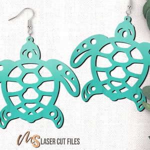 Schildkröte Ohrringe SVG - Ohrring zwar - Meeresschildkröte Schmuck - Laser Cut Dateien - Ohrring Vorlage - Strand Ohrringe Schmuck - Glowforge Dateien - Cricut
