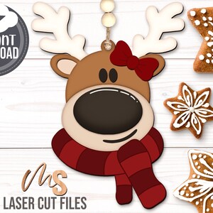Reindeer Christmas Ornament SVG - Kids Custom Ornament Svg - Christmas Gift Tags Svg - Laser Cut Files - Rudolph Svg - Glowforge Files - Reindeer Svg - Christmas Name Tag Svg - Name Ornament - Gift Tags - Stocking Tags - Christmas Tags Svg