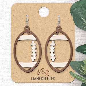 Football Earrings SVG - Football Svg - Football Dangle Earrings - Laser Cut Files - Earring Template - Glowforge Files - Cricut Silhouette