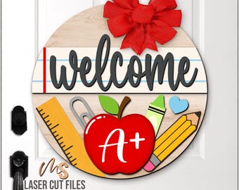 Teacher Welcome Sign Svg - Teacher Door Hanger Svg - School Classroom Door Sign Svg - Laser Cut Files - Classroom Decor - Glowforge Cricut