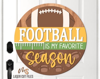 Football Season SVG - Football Door Hanger Svg - Football Svg - Laser Cut Files - Front Door Sign - Football Party Decor - Glowforge Files