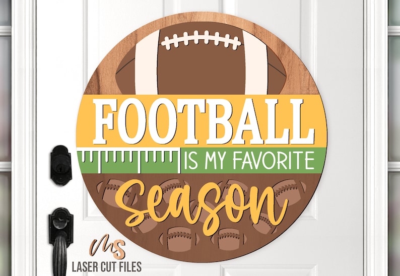 Football Season Sign SVG - Football Door Hanger Svg - Football Svg - Laser Cut Files - Front Door Sign - Football Party Decor - Glowforge Files - Football Season Svg - Football Signs - Fall Door Hanger - Football Welcome Sign - Football Wall Art