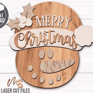 Snowman Merry Christmas Sign SVG - Snowman Christmas Door Hanger Svg - Snowman Svg - Laser Cut Files - Christmas Door Sign - Christmas Porch Sign - Glowforge Files - Merry Christmas Svg - Snowman Door Hanger - Christmas Welcome Sign - Merry Christmas Sign - Christmas Sign Svg - Snowflake Svg - Snowman Decor - Christmas Decor - CNC Files - Svg Files For Cricut - Front Door Decor