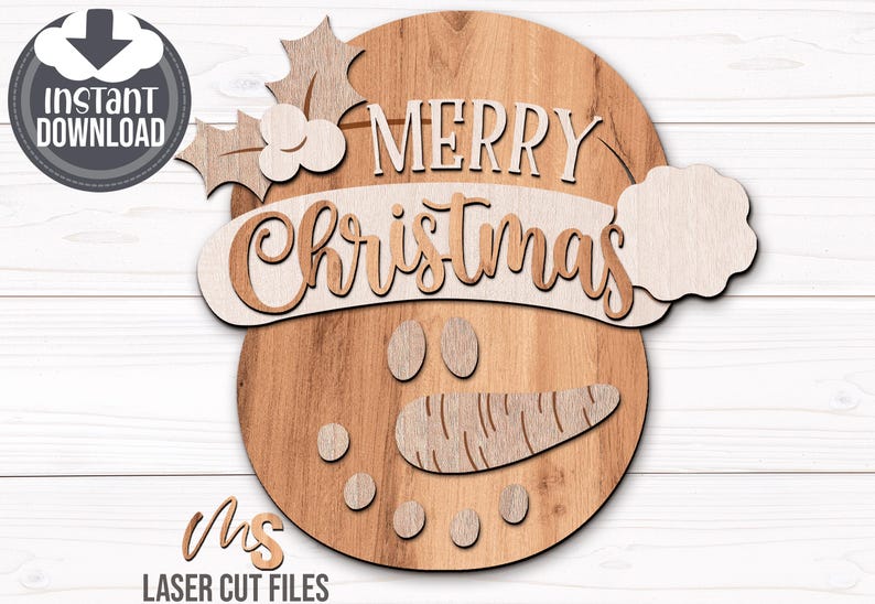 Snowman Merry Christmas Sign SVG - Snowman Christmas Door Hanger Svg - Snowman Svg - Laser Cut Files - Christmas Door Sign - Christmas Porch Sign - Glowforge Files - Merry Christmas Svg - Snowman Door Hanger - Christmas Welcome Sign - Merry Christmas Sign - Christmas Sign Svg - Snowflake Svg - Snowman Decor - Christmas Decor - CNC Files - Svg Files For Cricut - Front Door Decor