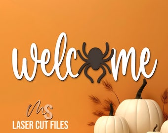 Spider Halloween Welcome Sign SVG Laser Cut Files for Glowforge/Cricut