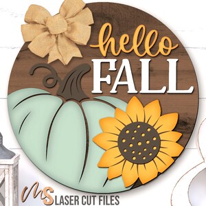 Hello Fall Sign Svg - Fall Door Hanger SVG - Pumpkin Svg - Sunflower Svg - Laser Cut Files - Fall Door Sign - Fall Decor - Glowforge Files - Hello Fall Svg - Fall Welcome Sign Svg - Fall Svg - Floral Pumpkin Svg - Thanksgiving Svg - Pumpkin Decor