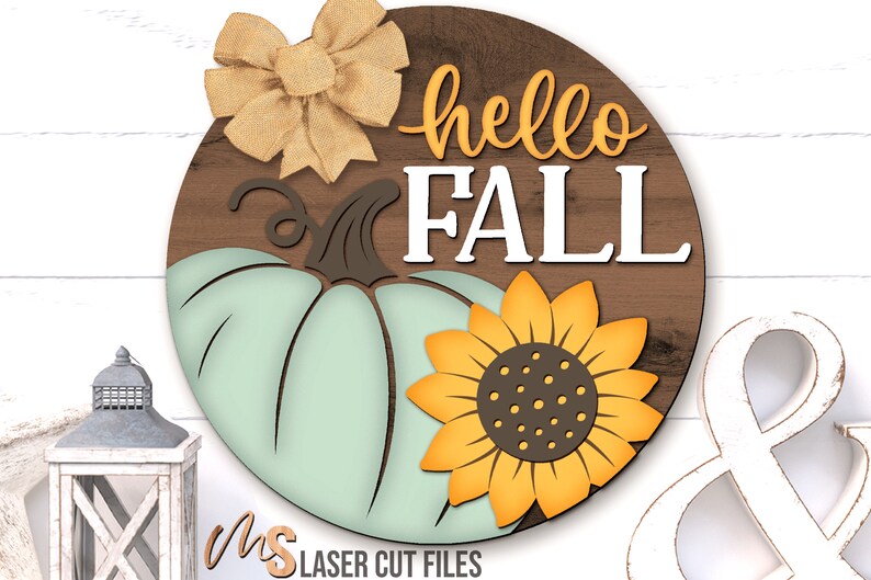 Hello Fall Sign Svg - Fall Door Hanger SVG - Pumpkin Svg - Sunflower Svg - Laser Cut Files - Fall Door Sign - Fall Decor - Glowforge Files - Hello Fall Svg - Fall Welcome Sign Svg - Fall Svg - Floral Pumpkin Svg - Thanksgiving Svg - Pumpkin Decor