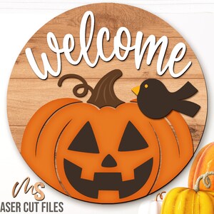 Halloween Welcome Sign Svg - Halloween Door Hanger Svg - Jack O Lantern ...