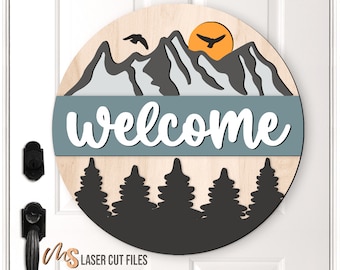 Mountain Welcome Sign SVG: Outdoor Mountain Decor Laser Cut Files Glowforge/Cricut