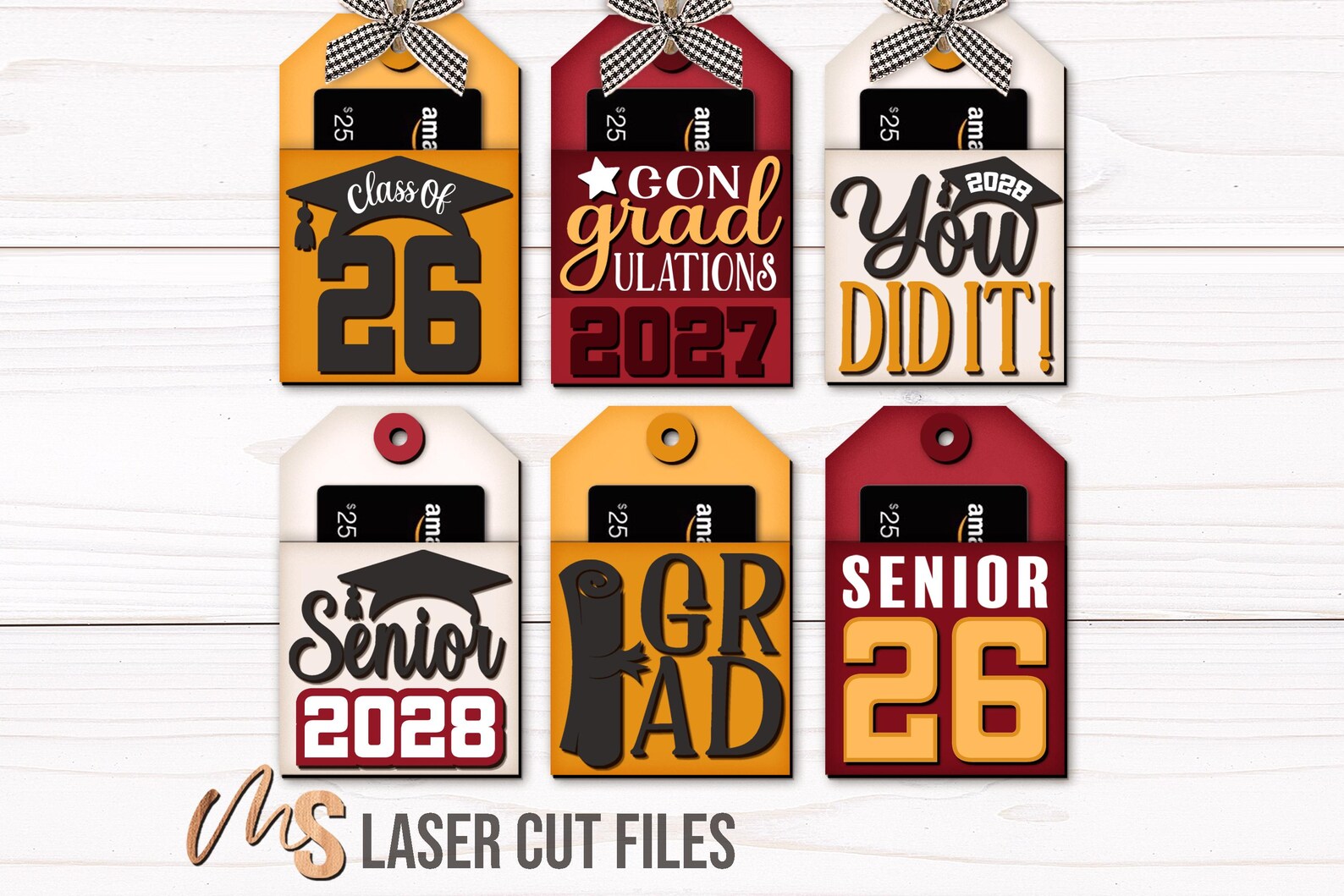 Graduation Gift Card Holder SVG Bundle - Class of 2026 Grad Money ...