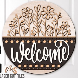 Floral Welcome Sign Svg - Wildflower Door Hanger Svg - Wildflowers Svg - Laser Cut Files - Floral Door Sign - Porch Sign - Porch Decor - Front Door Decor - Glowforge Files - Flowers Svg - Welcome Door Sign - Spring Door Hanger - Floral Door Hanger - Summer Door Hanger - Floral Sign Svg - Porch Sign - Spring Decor - Summer Decor - Round Wood Sign - Svg Files - Cricut - CNC Files