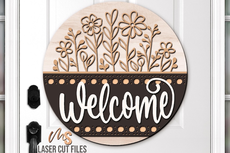 Floral Welcome Sign Svg - Wildflower Door Hanger Svg - Wildflowers Svg - Laser Cut Files - Floral Door Sign - Porch Sign - Porch Decor - Front Door Decor - Glowforge Files - Flowers Svg - Welcome Door Sign - Spring Door Hanger - Floral Door Hanger - Summer Door Hanger - Floral Sign Svg - Porch Sign - Spring Decor - Summer Decor - Round Wood Sign - Svg Files - Cricut - CNC Files