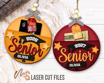Senior Graduation Gift Card Holder SVG - Grad Money Holder Svg - Custom Graduation Gift Tag Svg - Laser Cut Files - Class Of 2026 - Cricut