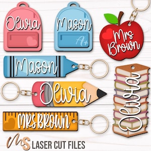 Custom Kids Backpack Name Tag Svg Bundle - Kids Bag Tag Svg - Back To School Keychain Svg - Laser Cut Files - Teacher Svg - Glowforge Cricut
